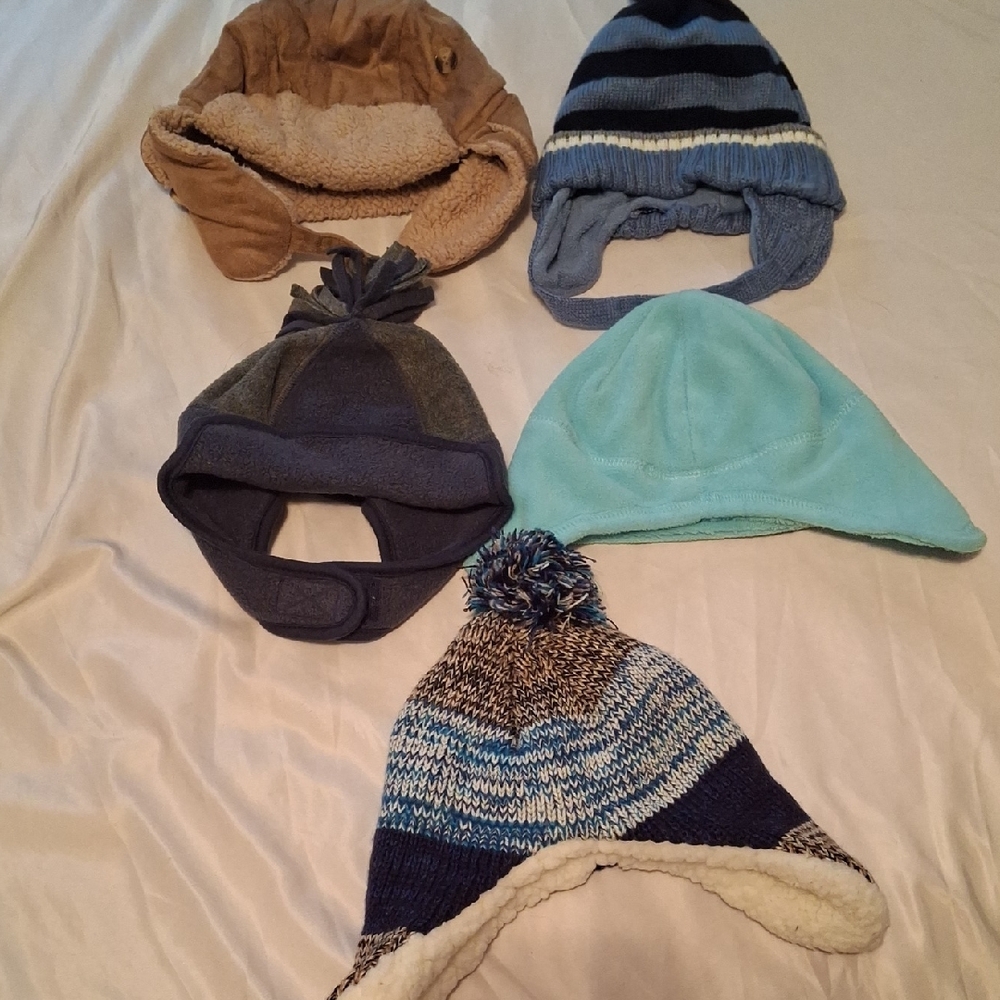 Old Navy Kids Hat Set - Tan, Blue, Gray